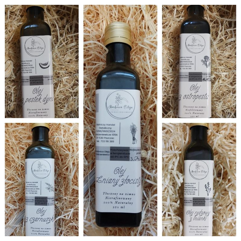 Zestaw olei dynia, ostropest, czarnuszka, len, lnianka 250ml