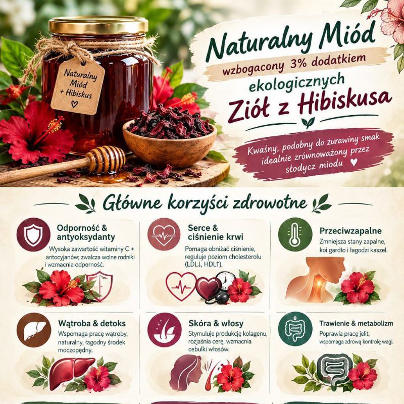 Miód rzepakowy z hibiskusem