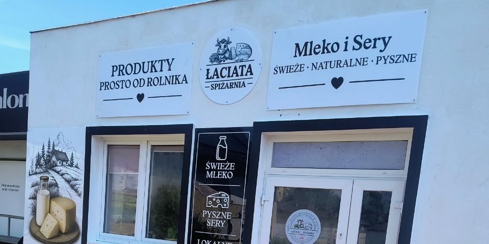 Baner sklepu Łaciata Spiżarnia — Łódź, Polska