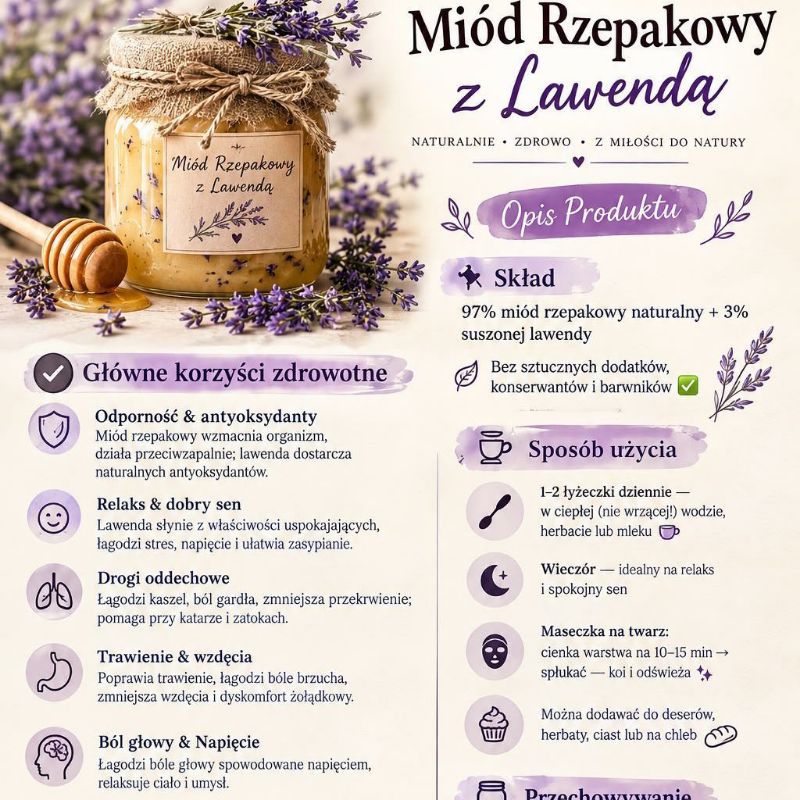 Miód rzepakowy z lawendo