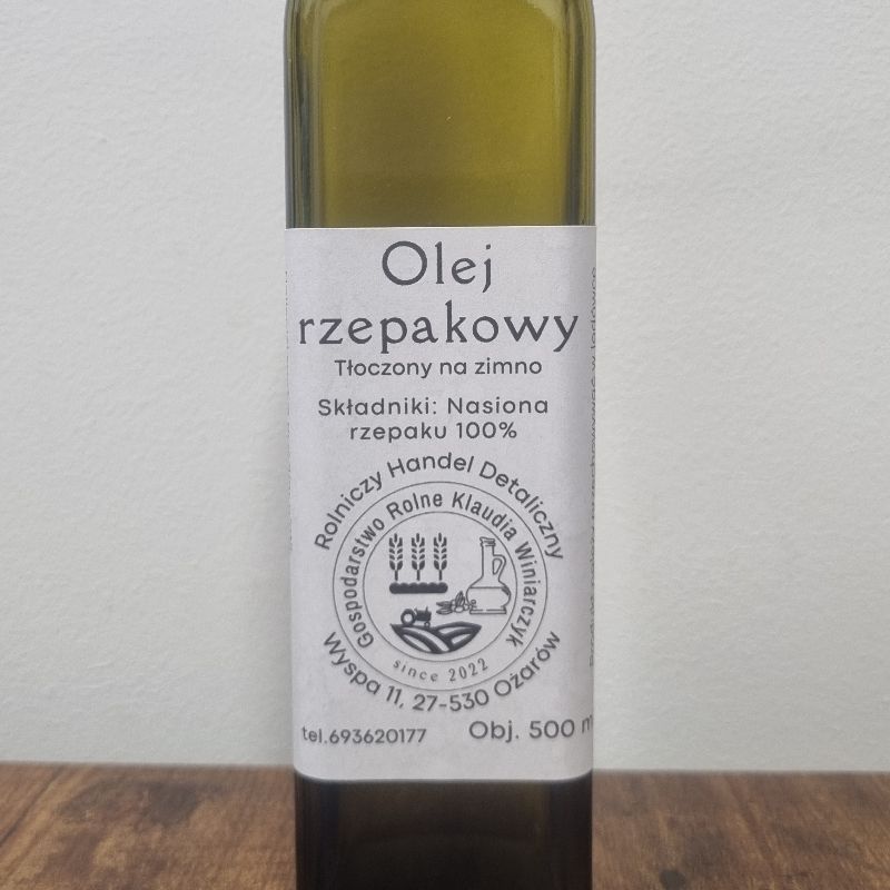 Olej rzepakowy w ciemnej butelce 0,5l