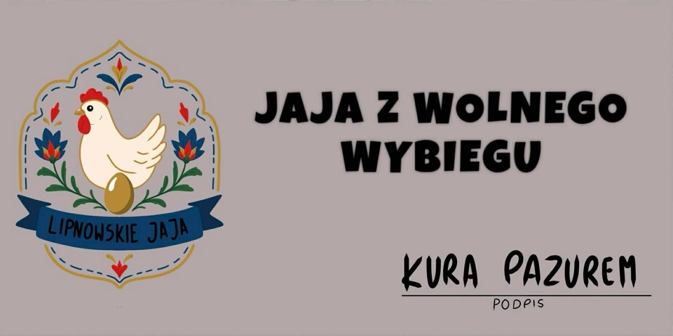 Baner sklepu Jaja ekologiczne od kur z wolnego wybiegu  — Lipno, Polska